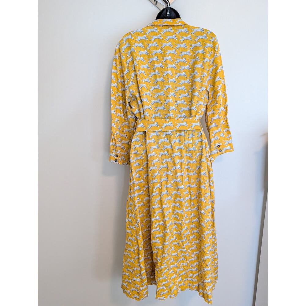 Boden Linen Belted Shirt Dress Leopard Size 10 - Picture 5 of 9